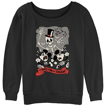 Disney's Mickey Mouse & Minnie Mouse A Skeleton Of Screams Juniors' Graphic Pullover
