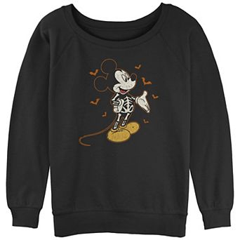 Disney's Mickey Mouse Skeleton And Bats Juniors' Graphic Pullover