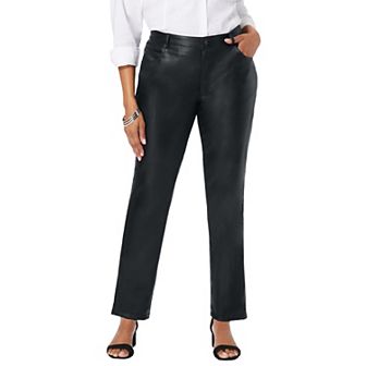 Jessica London Women's Plus Size Faux Leather Trouser