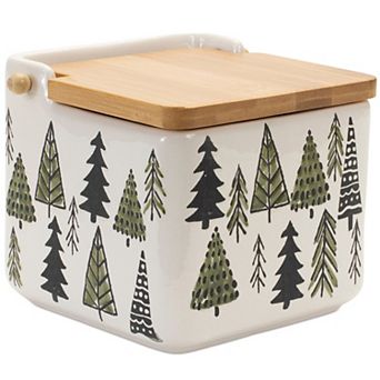 Ceramic Pine Tree Canister - Holiday Elegance for Your Kitchen