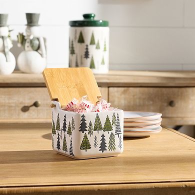 Ceramic Pine Tree Canister - Holiday Elegance for Your Kitchen