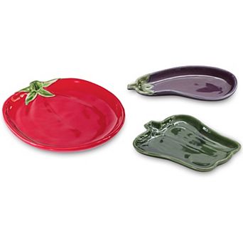 Kitchen Decor Handcrafted Ceramic Vegetable Plates (Set of 3)