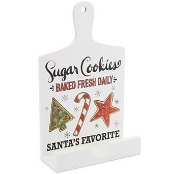 Santa's Favorite Cookie Cook Book Stand for Festive Kitchen Display with Whimsical Design