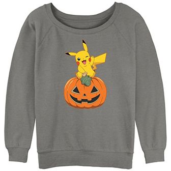 Juniors' Pokemon Pikachu Sitting On Pumpkin Graphic Pullover