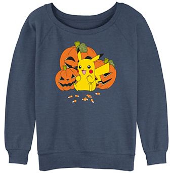 Juniors' Pokemon Pikachu Pumpkins And Candy Corn Graphic Pullover