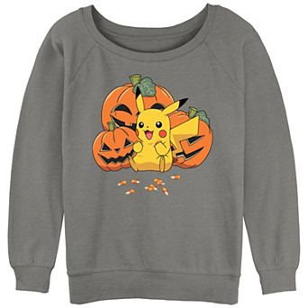Juniors' Pokemon Pikachu Pumpkins And Candy Corn Graphic Pullover