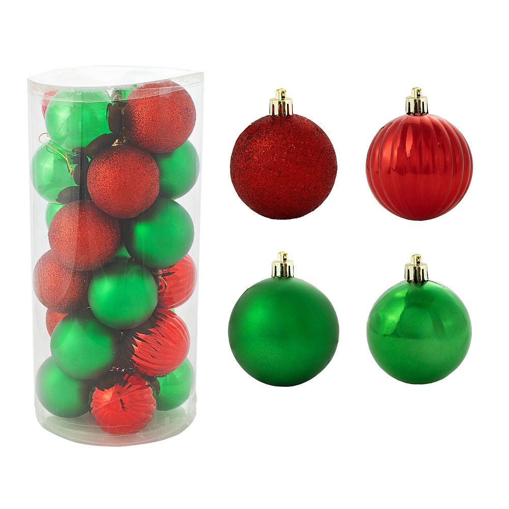 Sunnydaze Merry Medley 24-Piece Plastic Ornament Set - 60 mm