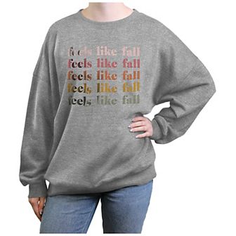Juniors' Feels Like Fall Oversized Graphic Pullover