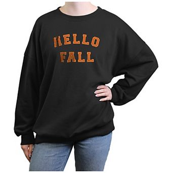 Juniors' Hello Fall Oversized Graphic Pullover