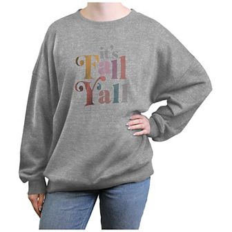 Juniors' It's Fall Y'all Oversized Graphic Pullover