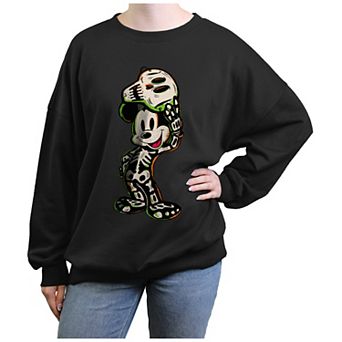 Disney's Mickey Mouse Skeleton Juniors' Oversized Graphic Pullover