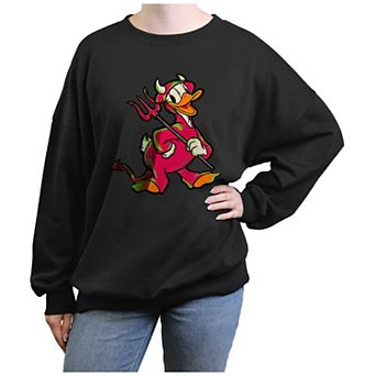 Disney's Donald Duck Devil Juniors' Oversized Graphic Pullover