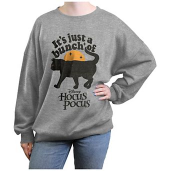 Disney's Hocus Pocus Thackery Binx It's Just A Bunch Of Hocus Pocus Juniors' Oversized Graphic Pullover