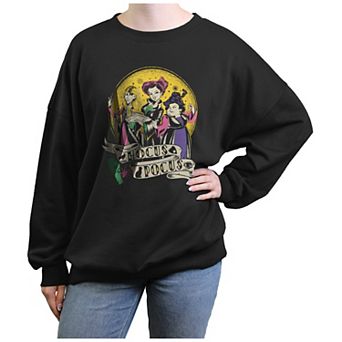 Disney's Hocus Pocus Sanderson Sisters Moonlight Retro Juniors' Oversized Graphic Pullover
