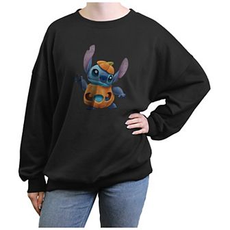 Disney's Lilo & Stitch Pumpkin Stitch Juniors' Oversized Graphic Pullover