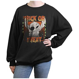 Disney's Lilo & Stitch Trick Or Treat Keep It Spooky Juniors' Oversized Graphic Pullover
