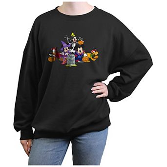 Disney's Mickey Mouse & Friends Trick Or Treating Juniors' Oversized Graphic Pullover
