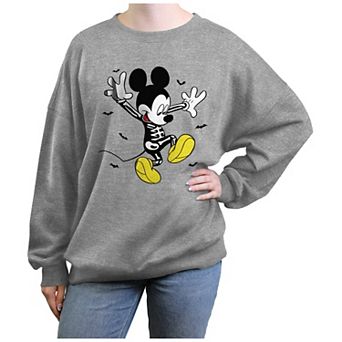 Disney's Mickey Mouse Happy Skeleton Juniors' Oversized Graphic Pullover