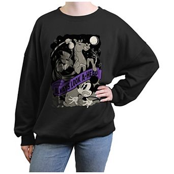 Disney's Mickey Mouse Headless Horseman Always Look Ahead Juniors' Oversized Graphic Pullover