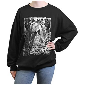 Disney's The Nightmare Before Christmas Sally Scream Queen Card Juniors' Oversized Graphic Pullover