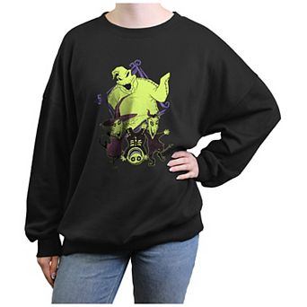 Disney's The Nightmare Before Christmas Oogie Boogie Crew Juniors' Oversized Graphic Pullover