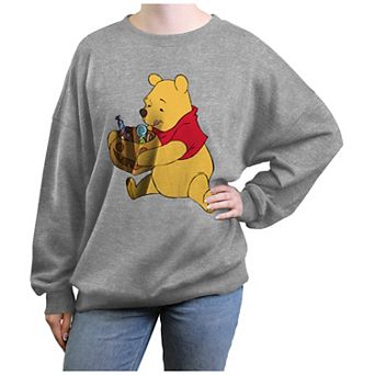 Disney's Winnie The Pooh Candy Eater Juniors' Oversized Graphic Pullover