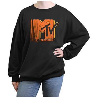 Juniors' MTV Jack O Lantern Oversized Graphic Pullover