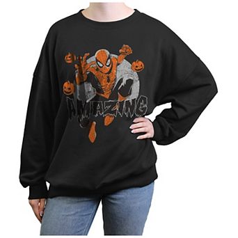Juniors' Marvel Spider-Man Amazing Halloween Oversized Graphic Pullover