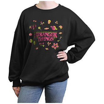 Juniors' Stranger Things Halloween Icons Oversized Graphic Pullover
