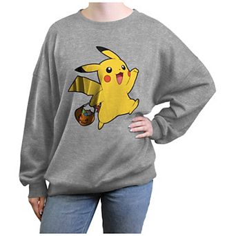 Juniors' Pokemon Pikachu Trick Or Treater Oversized Graphic Pullover