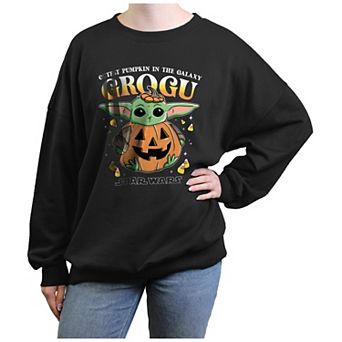 Juniors' Star Wars The Mandalorian Grogu Cutest Pumpkin In The Galaxy Oversized Graphic Pullover