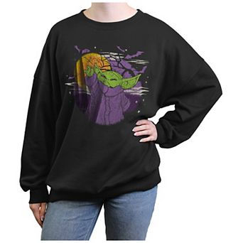 Juniors' Star Wars The Mandalorian The Child Spooky Night Oversized Graphic Pullover