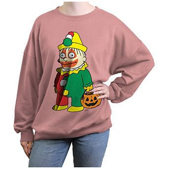 Juniors' The Simpsons Clown Ralph Trick Or Treater Oversized Graphic Pullover