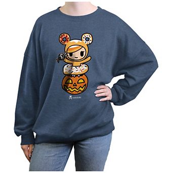 Juniors' Tokidoki Donuts And Pumpkin Oversized Graphic Pullover
