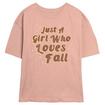 Juniors' Just A Girl Who Loves Fall Skimmer Graphic Tee