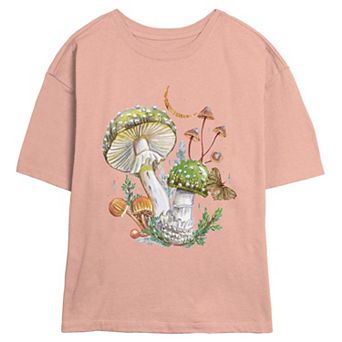 Juniors' Fall Mushroom Scene Skimmer Graphic Tee