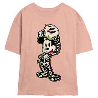 Disney's Mickey Mouse Skeleton Juniors' Skimmer Graphic Tee