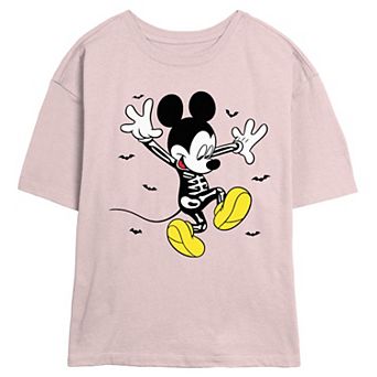 Disney's Mickey Mouse Happy Skeleton Juniors' Skimmer Graphic Tee
