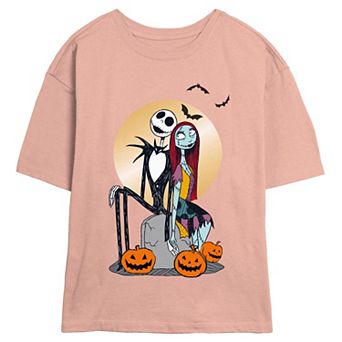 Disney's The Nightmare Before Christmas Jack Skellington And Sally Full Moon Juniors' Skimmer Graphic Tee