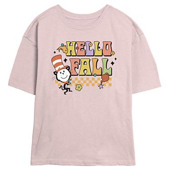 Juniors' Dr. Seuss The Cat In The Hat Hello Fall Skimmer Graphic Tee