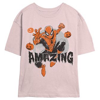 Juniors' Marvel Spider-Man Amazing Halloween Skimmer Graphic Tee