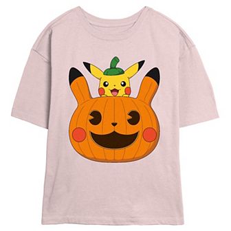 Juniors' Pokemon Pikachu Jack O Lantern Skimmer Graphic Tee