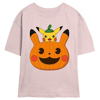 Juniors' Pokemon Pikachu Jack O Lantern Skimmer Graphic Tee
