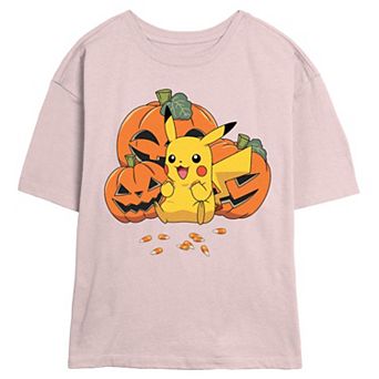 Juniors' Pokemon Pikachu Pumpkins And Candy Corn Skimmer Graphic Tee
