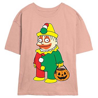 Juniors' The Simpsons Clown Ralph Trick Or Treater Skimmer Graphic Tee