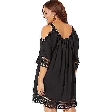 Swimsuits for All Women's Vera Crochet Cold Shoulder Cover Up Dress