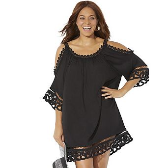 Swimsuits for All Women's Vera Crochet Cold Shoulder Cover Up Dress
