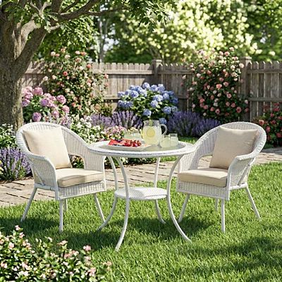 BrylaneHome Roma Hand-Woven Resin Wicker Stacking Chair With Toss