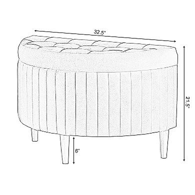 Half Moon Modern Velvet Tufted Storage Ottoman Bench