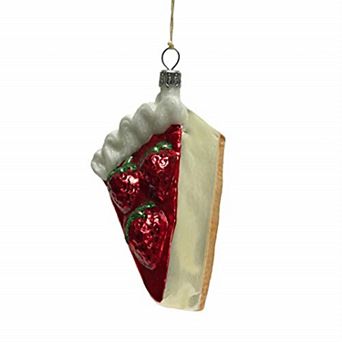 Pinnacle Peak Trading Slice Of Strawberry Cheesecake Polish Glass Christmas Tree Ornament